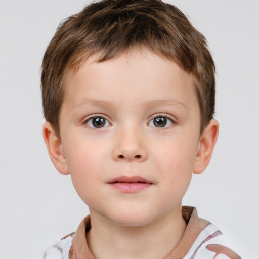 Neutral white child male with short  brown hair and brown eyes