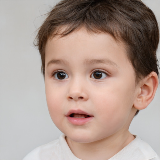 Neutral white child male with short  brown hair and brown eyes