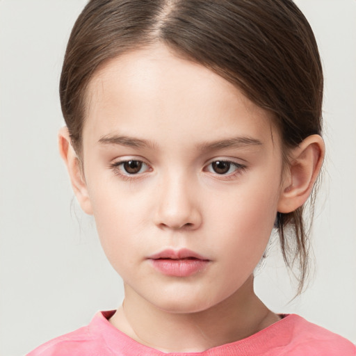 Neutral white child female with medium  brown hair and brown eyes