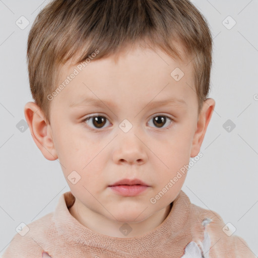 Neutral white child male with short  brown hair and brown eyes