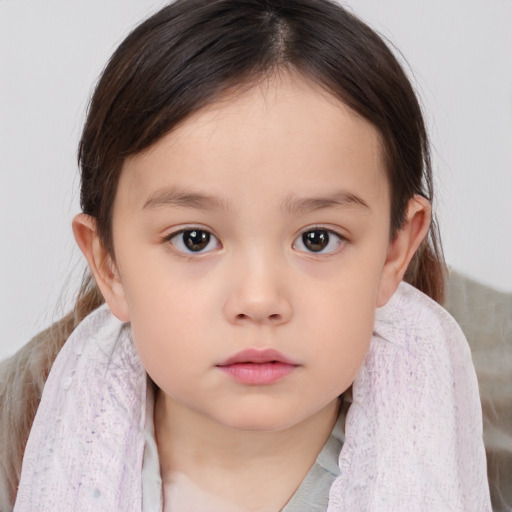 Neutral white child female with medium  brown hair and brown eyes