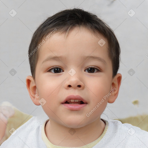 Neutral white child male with short  brown hair and brown eyes