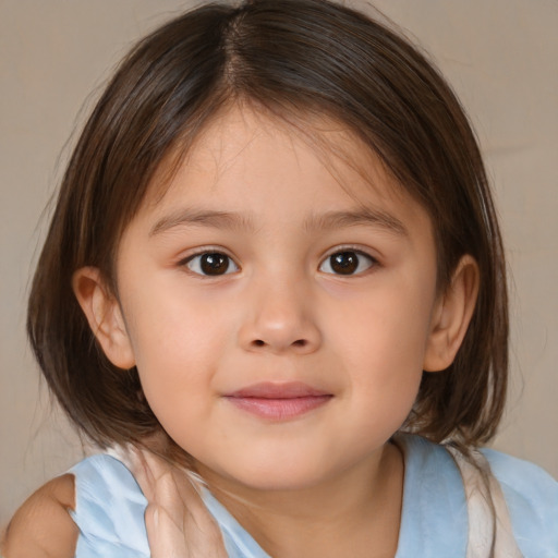 Neutral white child female with medium  brown hair and brown eyes