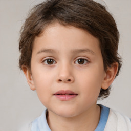 Neutral white child female with short  brown hair and brown eyes