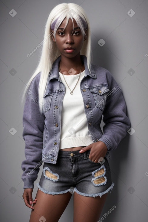 Young adult female with  white hair