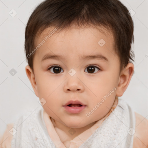 Neutral white child male with short  brown hair and brown eyes