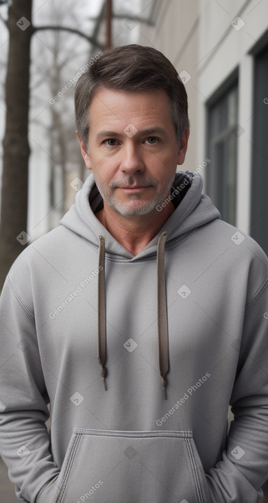 Middle-aged male with  brown hair