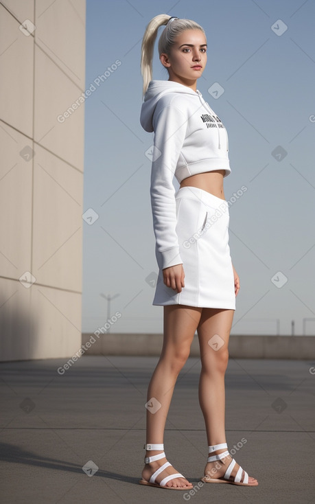 Macedonian young adult female with  white hair