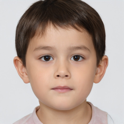 Neutral white child male with short  brown hair and brown eyes