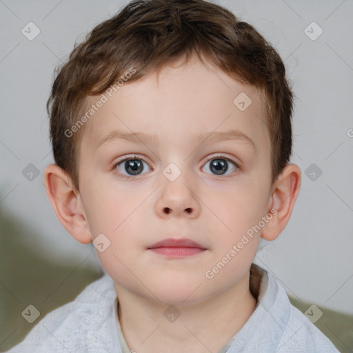 Neutral white child male with short  brown hair and brown eyes