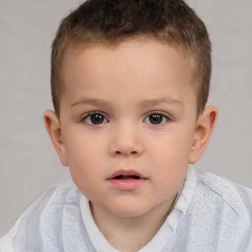 Neutral white child male with short  brown hair and brown eyes