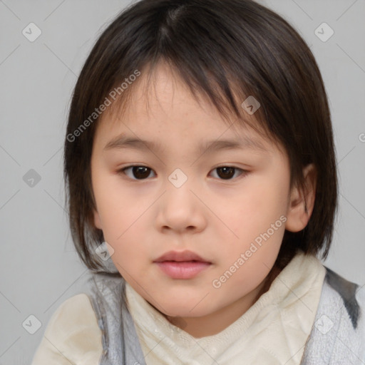 Neutral white child female with medium  brown hair and brown eyes