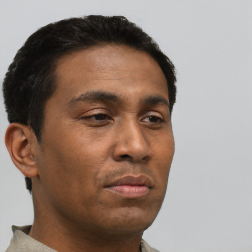 Neutral black young-adult male with short  brown hair and brown eyes
