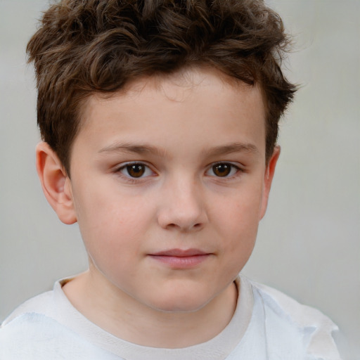 Neutral white child male with short  brown hair and brown eyes