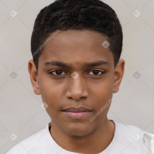 Neutral black young-adult male with short  brown hair and brown eyes