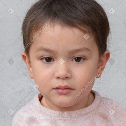 Neutral white child male with short  brown hair and brown eyes