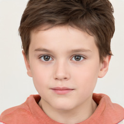 Neutral white child male with short  brown hair and brown eyes