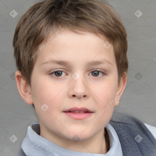 Neutral white child male with short  brown hair and brown eyes