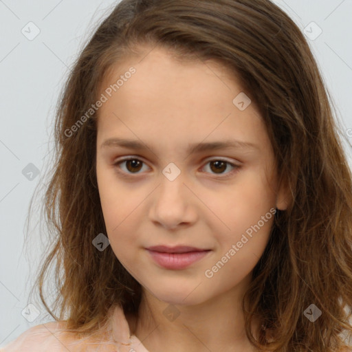 Neutral white child female with medium  brown hair and brown eyes