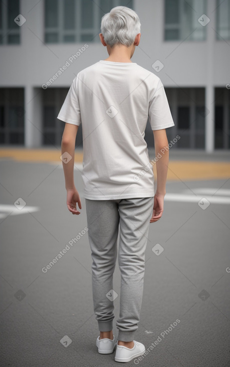 Teenager boy with  gray hair