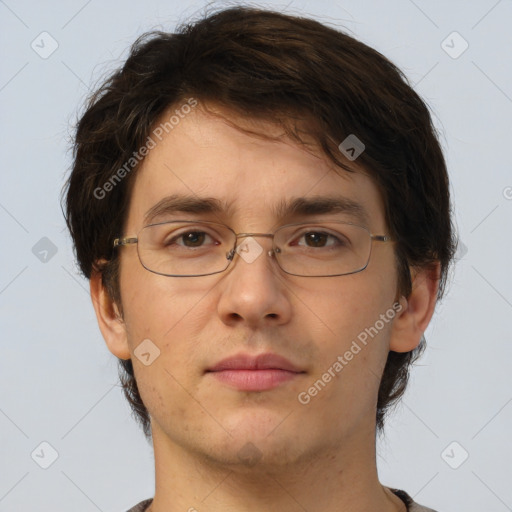 Neutral white adult male with short  brown hair and brown eyes