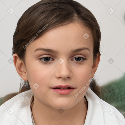 Neutral white child female with short  brown hair and brown eyes