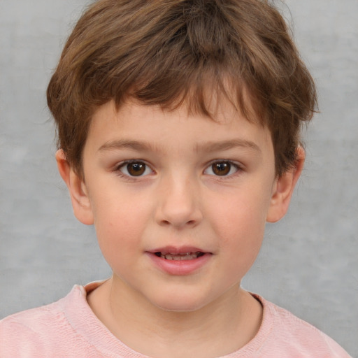 Neutral white child male with short  brown hair and brown eyes