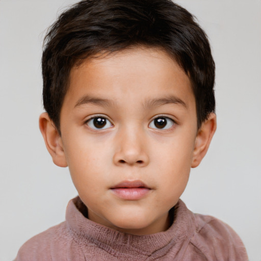 Neutral white child male with short  brown hair and brown eyes