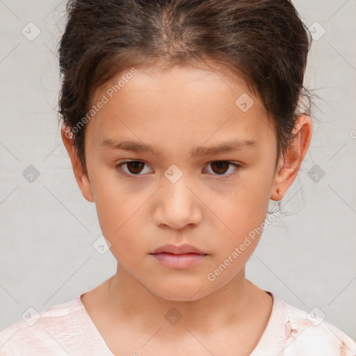 Neutral white child female with short  brown hair and brown eyes