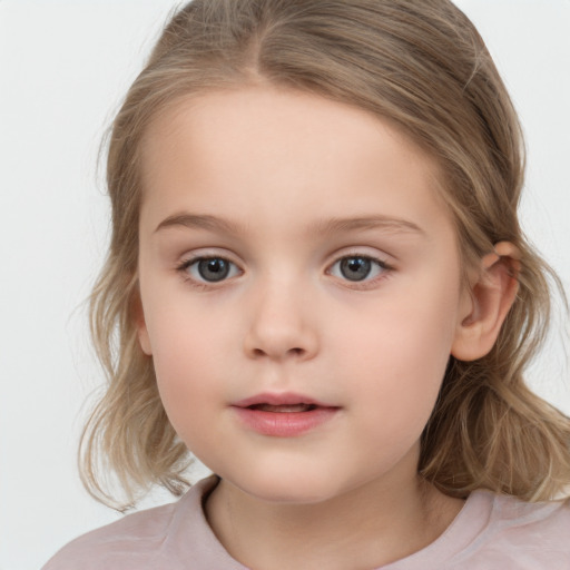 Neutral white child female with medium  brown hair and brown eyes