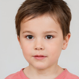 Neutral white child male with short  brown hair and brown eyes