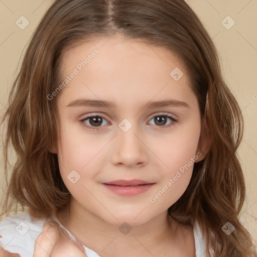 Neutral white child female with medium  brown hair and brown eyes