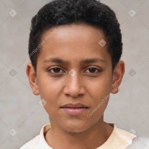 Neutral black young-adult male with short  brown hair and brown eyes