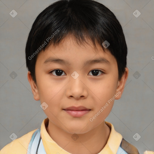 Neutral white child female with short  brown hair and brown eyes