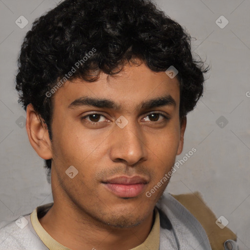 Neutral latino young-adult male with short  brown hair and brown eyes