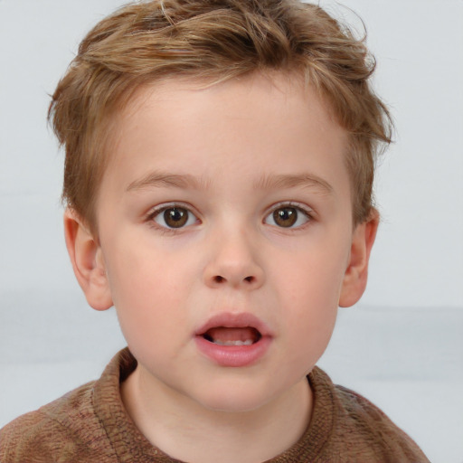 Neutral white child male with short  brown hair and blue eyes