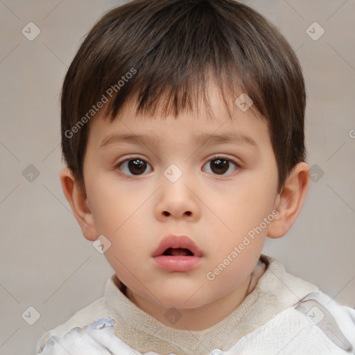 Neutral white child male with short  brown hair and brown eyes