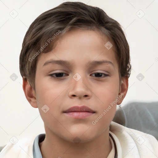 Neutral white child female with short  brown hair and brown eyes