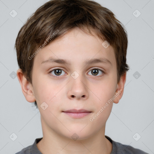 Neutral white child male with short  brown hair and brown eyes