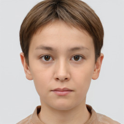 Neutral white child female with short  brown hair and brown eyes