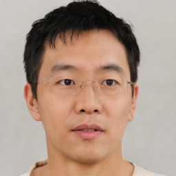 Neutral asian young-adult male with short  brown hair and brown eyes