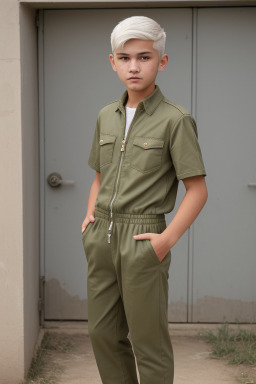 Uzbek teenager boy with  white hair