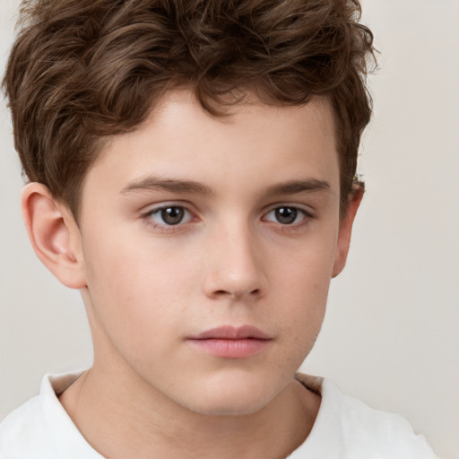 Neutral white child male with short  brown hair and brown eyes