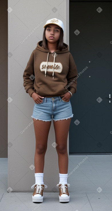 Teenager female with  brown hair