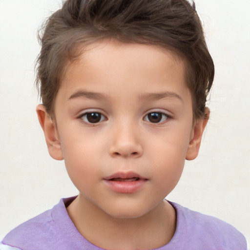 Neutral white child male with short  brown hair and brown eyes