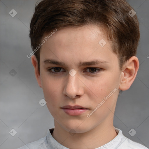 Neutral white child male with short  brown hair and brown eyes