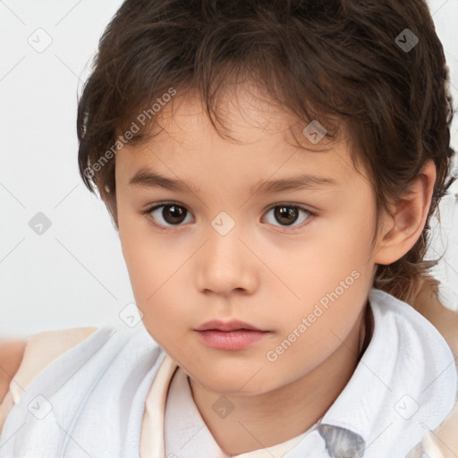 Neutral white child female with short  brown hair and brown eyes