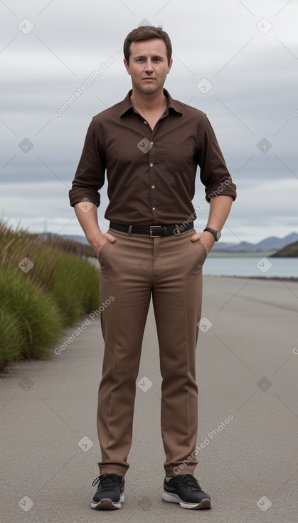 New zealand adult male with  brown hair