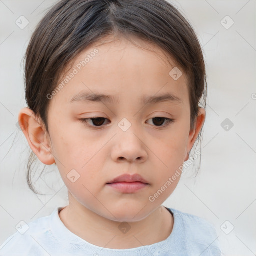 Neutral white child female with medium  brown hair and brown eyes