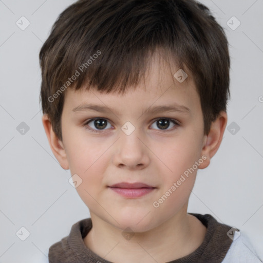 Neutral white child male with short  brown hair and brown eyes